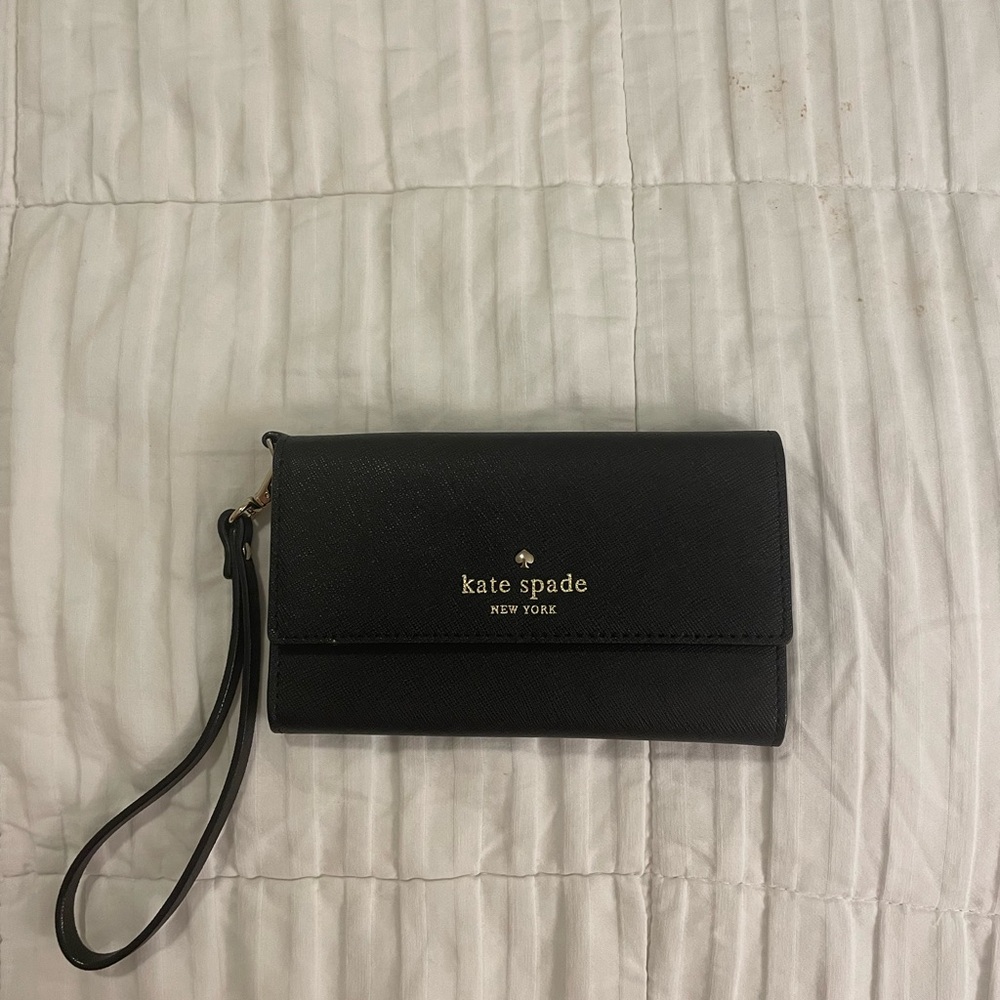 Kate Spade Black Leather Wristlet NWOT
